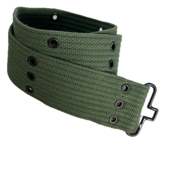 TNA  Belt Green Canvas Webbing Sz L Pink Logo Army Tactical Eyelet Rows 2" wide - Picture 4 of 9